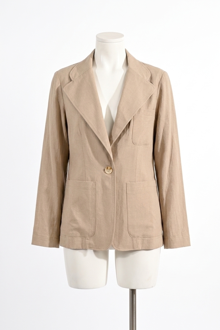 NEW MOLLY BRACKEN linen fitted blazer in light khaki